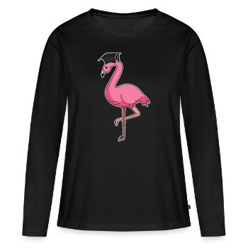 Flamingo Graduation Diploma Abitur - Women's Premium Organic Long Sleeve Shirt - black - Front - Julia (174cm)