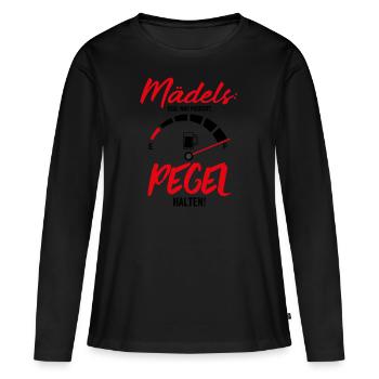 Mädels Egal was passiert Pegel halten - Frauen Premium Bio Langarmshirt - Schwarz - Vorne - Julia (174cm)