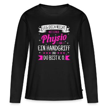 Physiotherapeutin Physio Sprüche - Frauen Premium Bio Langarmshirt - Schwarz - Vorne - Julia (174cm)