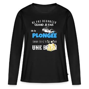 Ne pas déranger plongée sauf pour biere cadeau - T-shirt manches longues Premium bio Femme - noir - Devant - Julia (174cm)