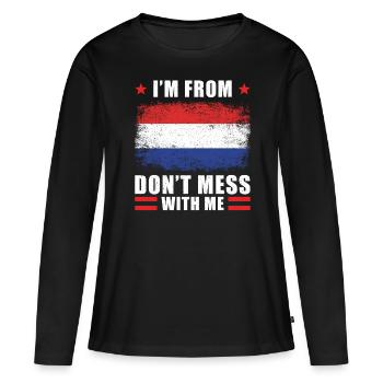 Néerlandais néerlandais disant drôle - T-shirt manches longues Premium bio Femme - noir - Devant - Julia (174cm)