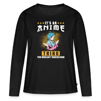 Anime - T-shirt manches longues Premium bio Femme - noir - Devant - Julia (174cm)
