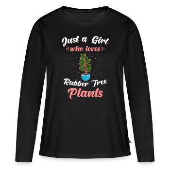 Usine de caoutchouc - T-shirt manches longues Premium bio Femme - noir - Devant - Julia (174cm)