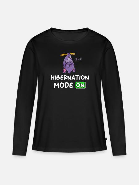 Winterschlaf Modus An mit Fledermaus - Frauen Premium Bio Langarmshirt - Schwarz