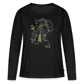 Dieu égyptien Anubis - T-shirt manches longues Premium bio Femme - noir - Devant - Julia (174cm)