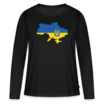 Ukraine - T-shirt manches longues Premium bio Femme - noir - Devant - Julia (174cm)