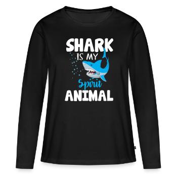 Requin Shark Fin Requin Blanc Requin Baleine Requin Requin - T-shirt manches longues Premium bio Femme - noir - Devant - Julia (174cm)