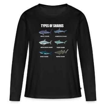 Requin Shark Fin Requin Blanc Requin Baleine Requin Requin - T-shirt manches longues Premium bio Femme - noir - Devant - Julia (174cm)