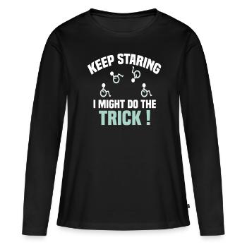 behinderung behindert behinderter behinderte rolli - Frauen Premium Bio Langarmshirt - Schwarz - Vorne - Julia (174cm)