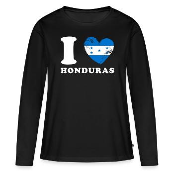 Ich liebe Honduras - Frauen Premium Bio Langarmshirt - Schwarz - Vorne - Julia (174cm)