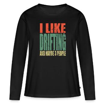 Dérive en disant drôle - T-shirt manches longues Premium bio Femme - noir - Devant - Julia (174cm)