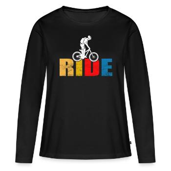 MOUNTAINBIKE-TOUR - Frauen Premium Bio Langarmshirt - Schwarz - Vorne - Julia (174cm)