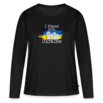 Ukraine Je suis aux côtés de l’Ukraine - T-shirt manches longues Premium bio Femme - noir - Devant - Julia (174cm)