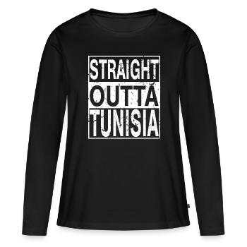 Tunisie Straight outta Tunisie - T-shirt manches longues Premium bio Femme - noir - Devant - Julia (174cm)