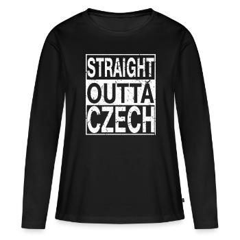 République tchèque Straight outta République tchèque - T-shirt manches longues Premium bio Femme - noir - Devant - Julia (174cm)