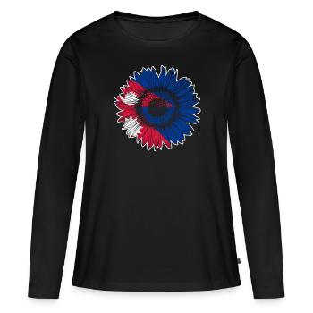 Drapeau du Népal Tournesol - T-shirt manches longues Premium bio Femme - noir - Devant - Julia (174cm)