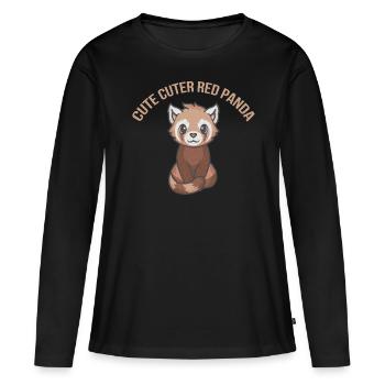 Rote Pandas Rot Panda Bambus Asien Roter Pandabär - Frauen Premium Bio Langarmshirt - Schwarz - Vorne - Julia (174cm)