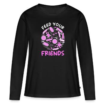Microbiome disant - T-shirt manches longues Premium bio Femme - noir - Devant - Julia (174cm)
