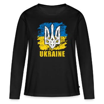 Ukraine - T-shirt manches longues Premium bio Femme - noir - Devant - Julia (174cm)