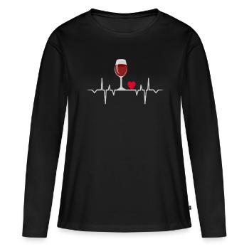 vins buveur de vin buveur de vin amateur de vin - T-shirt manches longues Premium bio Femme - noir - Devant - Julia (174cm)