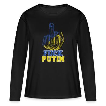 Fuck Poutine - T-shirt manches longues Premium bio Femme - noir - Devant - Julia (174cm)