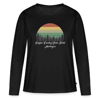 Forêt domaniale de Copper Country - T-shirt manches longues Premium bio Femme - noir - Devant - Julia (174cm)