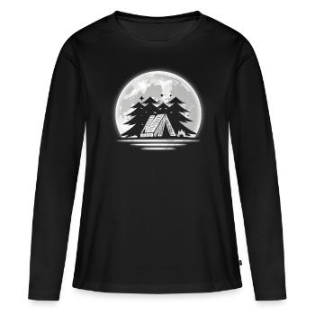 Camp Camping Camper Moon - T-shirt manches longues Premium bio Femme - noir - Devant - Julia (174cm)