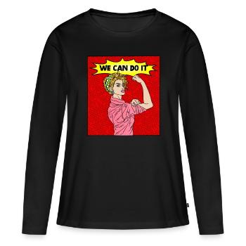 POP-ART COMIC PIN-UP GIRL WE CAN DO IT - Women's Premium Organic Long Sleeve Shirt - black - Front - Julia (174cm)