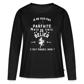 Citation astrologie belier - T-shirt manches longues Premium bio Femme - noir - Devant - Julia (174cm)