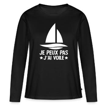 Je Peux Pas J'ai Voile - T-shirt manches longues Premium bio Femme - noir - Devant - Julia (174cm)