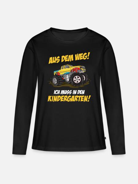 Kindergarten Jungen Monstertruck - Frauen Premium Bio Langarmshirt - Schwarz