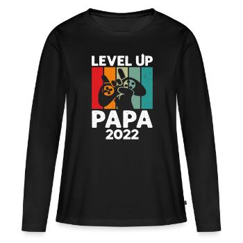 Niveau Supérieur Papa 2022 - T-shirt manches longues Premium bio Femme - noir - Devant - Julia (174cm)
