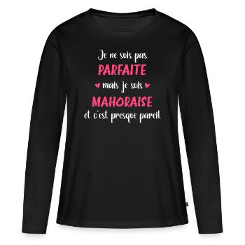 Je ne suis pas parfaite mais mahoraise - T-shirt manches longues Premium bio Femme - noir - Devant - Julia (174cm)