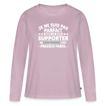 Supporter De Saint Étienne - T-shirt manches longues Premium bio Femme - rose poudré - Devant - Julia (174cm)
