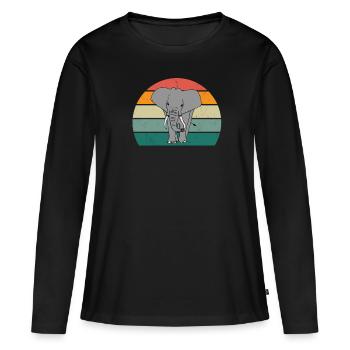 Eléphant Pachyderme Proboscis Afrique Trompettes Éléphant - T-shirt manches longues Premium bio Femme - noir - Devant - Julia (174cm)