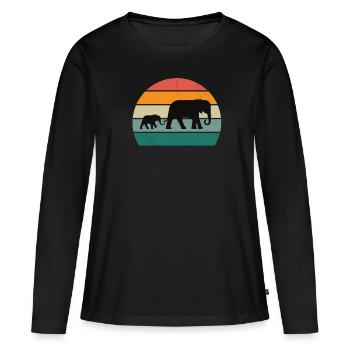 Eléphant Pachyderme Proboscis Afrique Trompettes Éléphant - T-shirt manches longues Premium bio Femme - noir - Devant - Julia (174cm)
