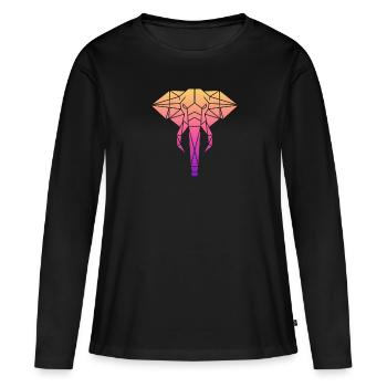 Eléphant Pachyderme Proboscis Afrique Trompettes Éléphant - T-shirt manches longues Premium bio Femme - noir - Devant - Julia (174cm)
