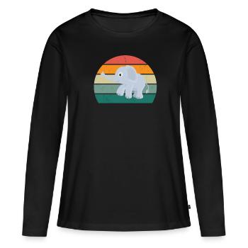 Eléphant Pachyderme Proboscis Afrique Trompettes Éléphant - T-shirt manches longues Premium bio Femme - noir - Devant - Julia (174cm)