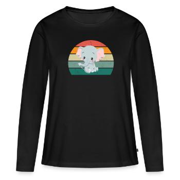 Eléphant Pachyderme Proboscis Afrique Trompettes Éléphant - T-shirt manches longues Premium bio Femme - noir - Devant - Julia (174cm)
