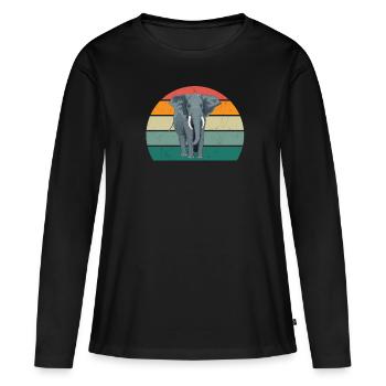 Eléphant Pachyderme Proboscis Afrique Trompettes Éléphant - T-shirt manches longues Premium bio Femme - noir - Devant - Julia (174cm)