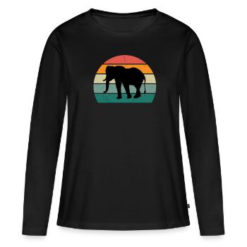 Eléphant Pachyderme Proboscis Afrique Trompettes Éléphant - T-shirt manches longues Premium bio Femme - noir - Devant - Julia (174cm)