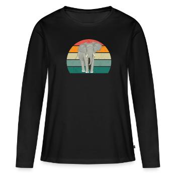Eléphant Pachyderme Proboscis Afrique Trompettes Éléphant - T-shirt manches longues Premium bio Femme - noir - Devant - Julia (174cm)