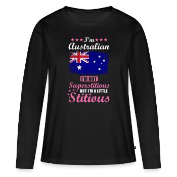 Australian Gift Funny Saying Australia - Women's Premium Organic Long Sleeve Shirt - black - Front - Julia (174cm)