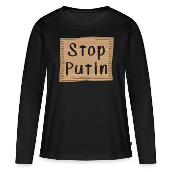 Arrêtez Poutine - T-shirt manches longues Premium bio Femme - noir - Devant - Julia (174cm)