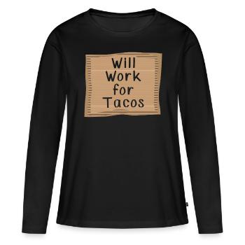Fonctionnera pour Tacos - T-shirt manches longues Premium bio Femme - noir - Devant - Julia (174cm)