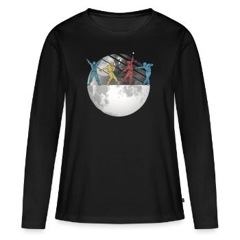 Astronaute Space Moon Space Retro - T-shirt manches longues Premium bio Femme - noir - Devant - Julia (174cm)