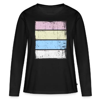Rétro Background Sunset Grunge Pastel - T-shirt manches longues Premium bio Femme - noir - Devant - Julia (174cm)