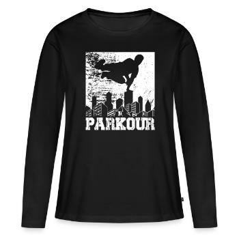 Parkour - T-shirt manches longues Premium bio Femme - noir - Devant - Julia (174cm)