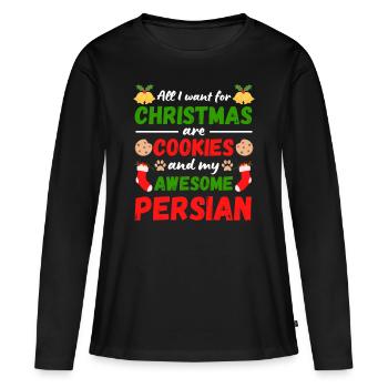 Weihnachten Perser Katze Kekse - Frauen Premium Bio Langarmshirt - Schwarz - Vorne - Julia (174cm)