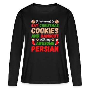 Weihnachten Perser Katze Kekse - Frauen Premium Bio Langarmshirt - Schwarz - Vorne - Julia (174cm)